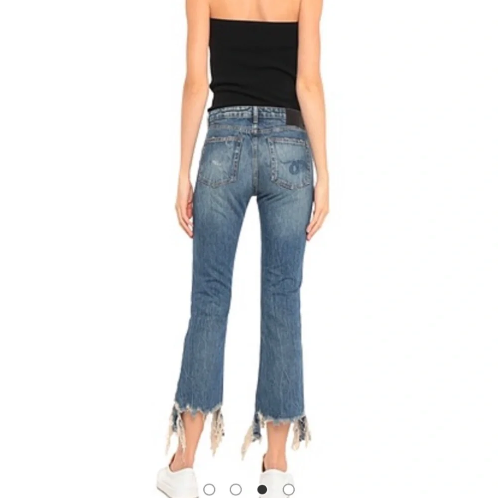 R13 Distressed Hem High Waist Crop Denim Jeans - Picture 2 of 15
